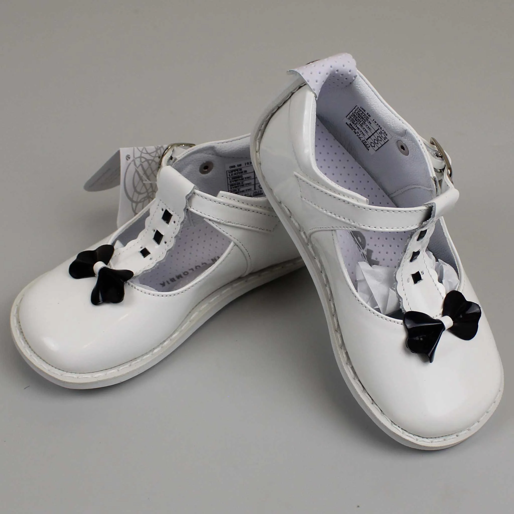 First Walker Shoes - Hard Sole White / Navy Leather T Bar - Pex Anastasia