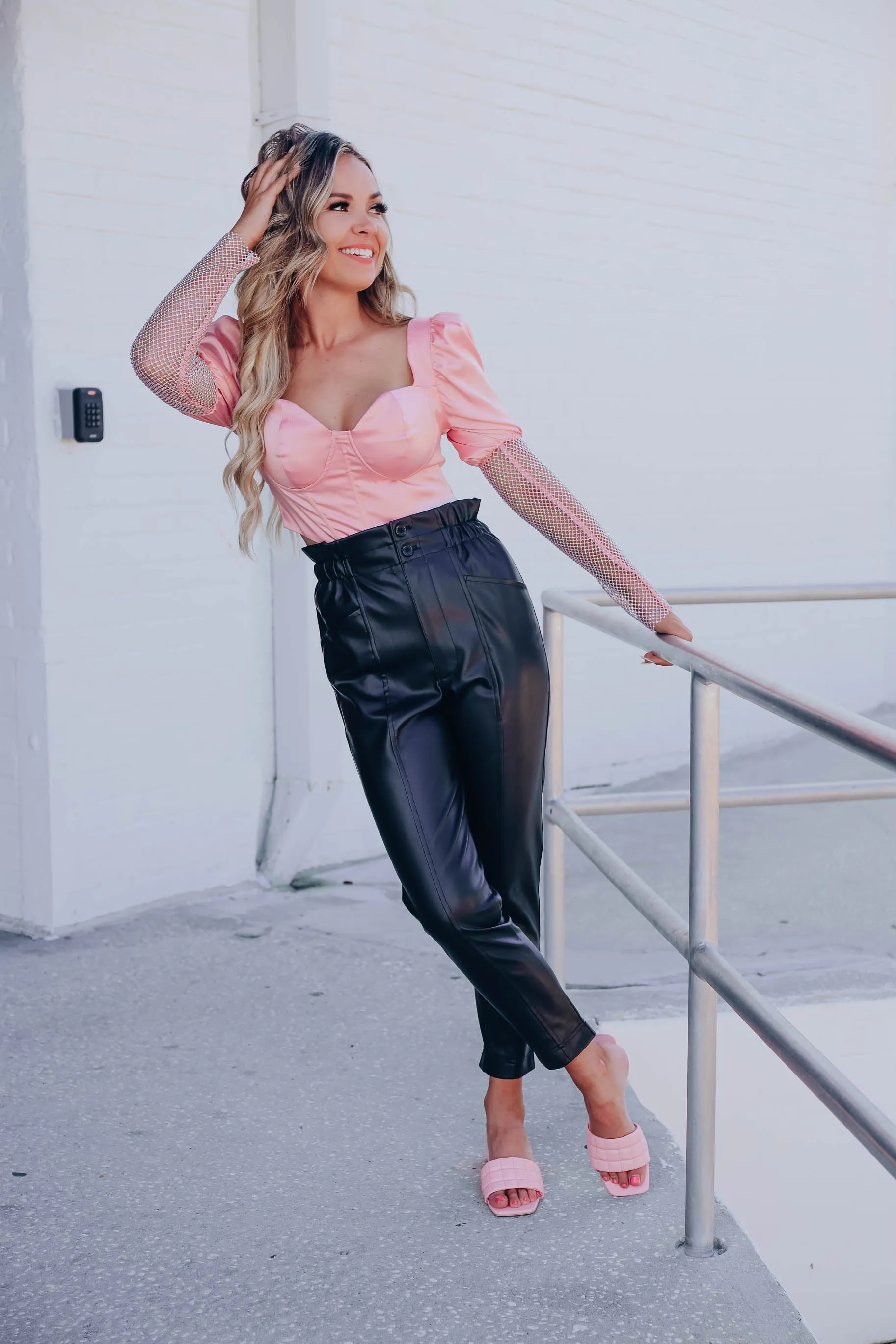 Flashing Lights Bustier Crop Top - Pink