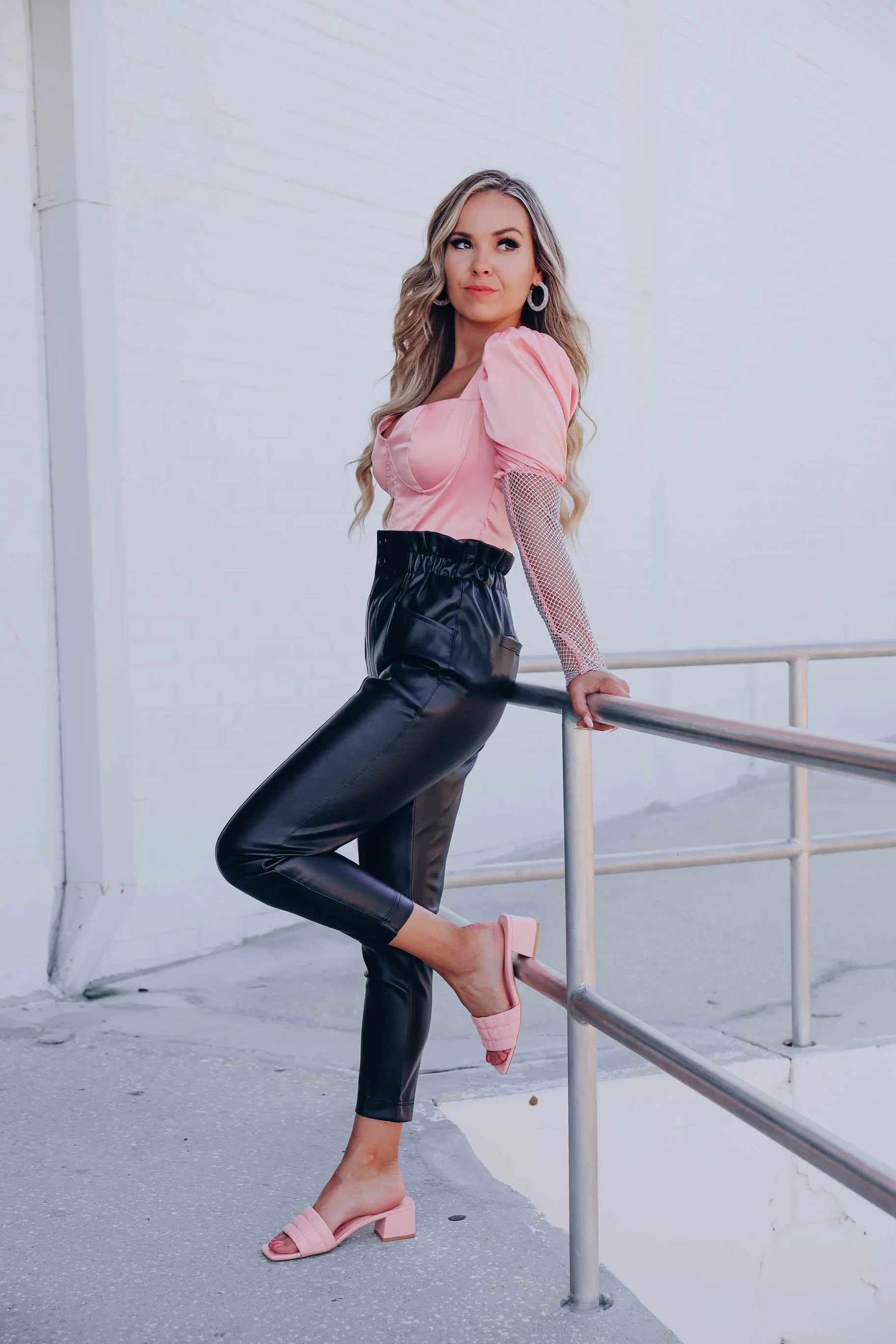 Flashing Lights Bustier Crop Top - Pink