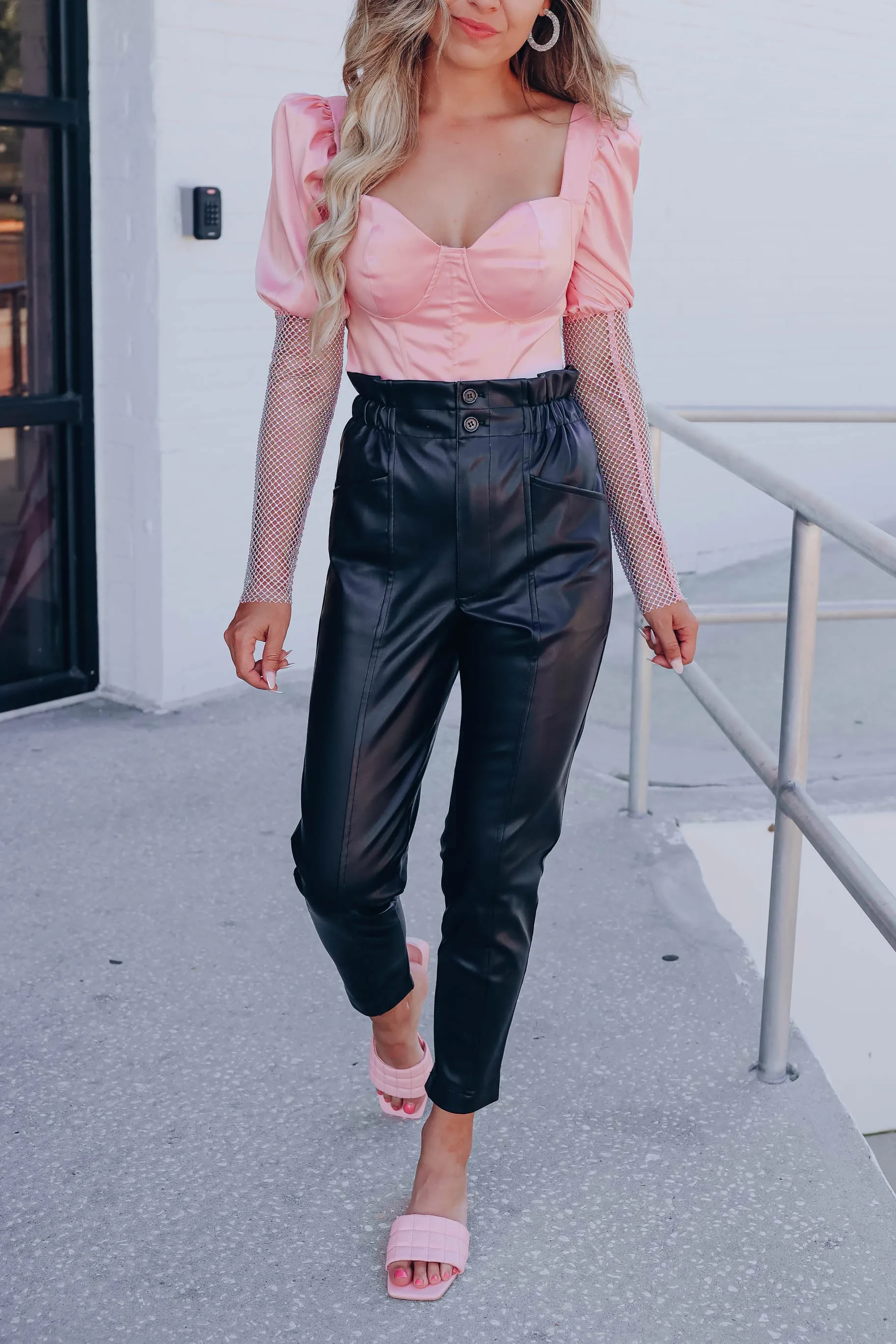 Flashing Lights Bustier Crop Top - Pink