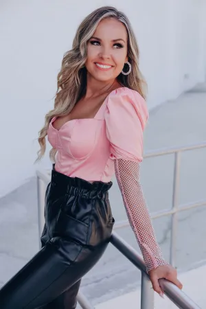 Flashing Lights Bustier Crop Top - Pink