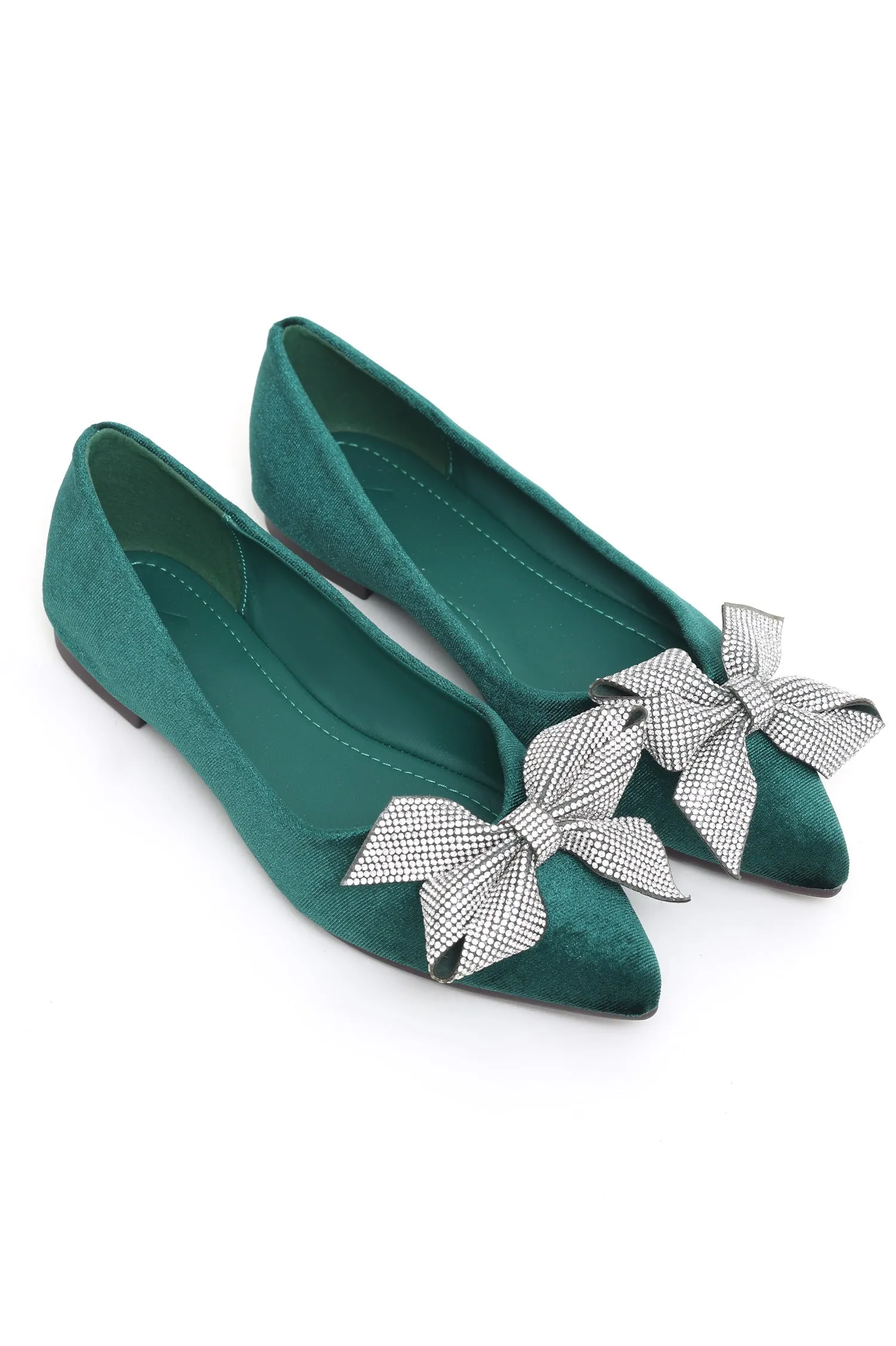 FLATS WITH BOW DETAIL-DK-GREEN