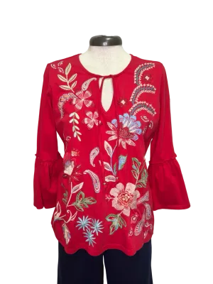 Freyde Ruffle Sleeve T Shirt Ski Patrol