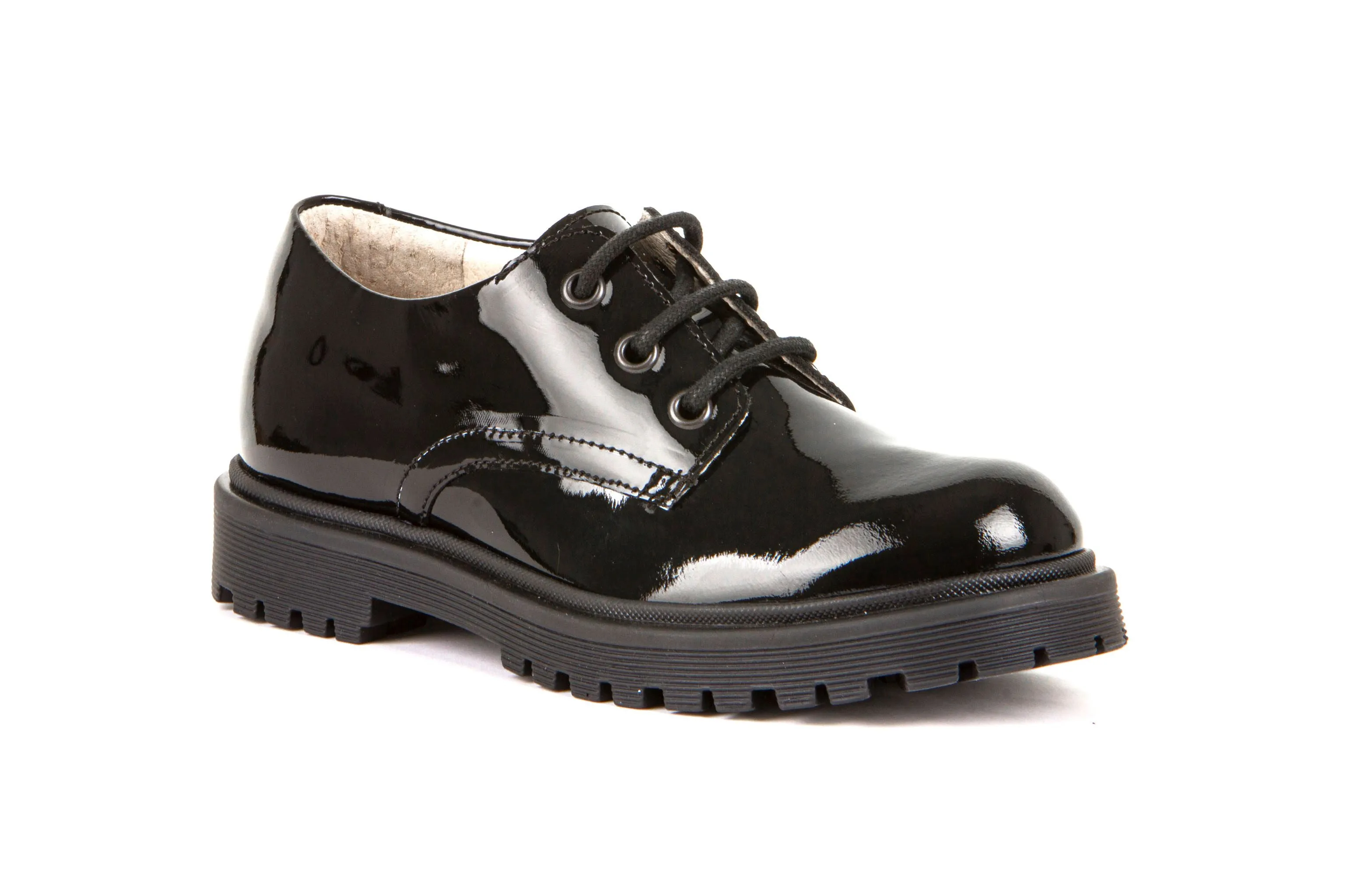 Froddo Black Patent lace up School Shoes