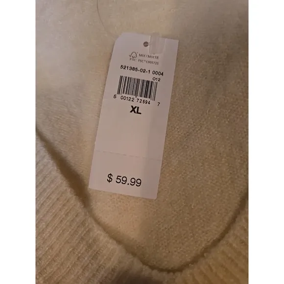 GAP Lightweight Women's V-Neck Long Sleeve Sweater Cream Size XL