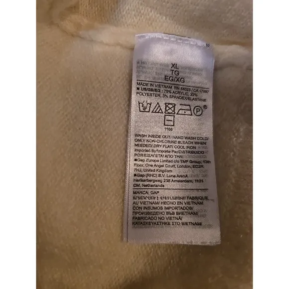 GAP Lightweight Women's V-Neck Long Sleeve Sweater Cream Size XL