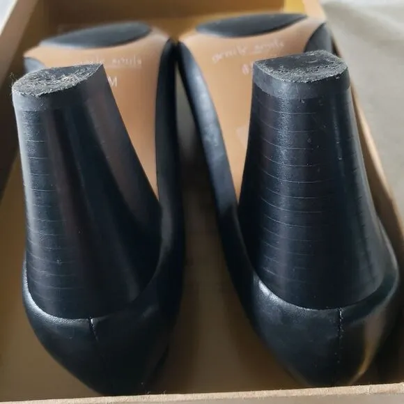 Gentle Souls Black Leather Heels Pumps Reno 6.5 Block Classic Career Comfort