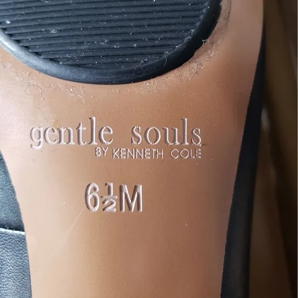 Gentle Souls Black Leather Heels Pumps Reno 6.5 Block Classic Career Comfort