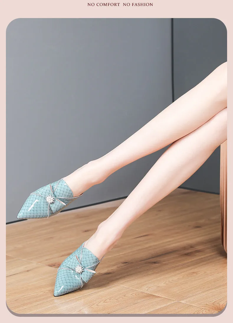Genuine Leather Sandals For Women Thick Heels Pump