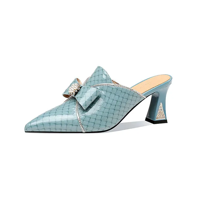 Genuine Leather Sandals For Women Thick Heels Pump