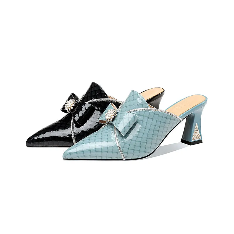 Genuine Leather Sandals For Women Thick Heels Pump