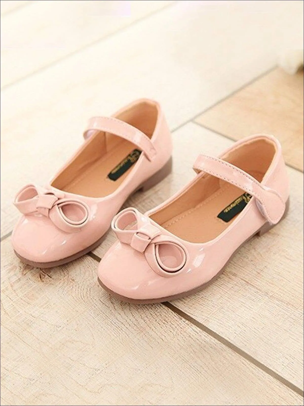Girls Leather Flats with Bow (3 Color Options) By Liv and Mia