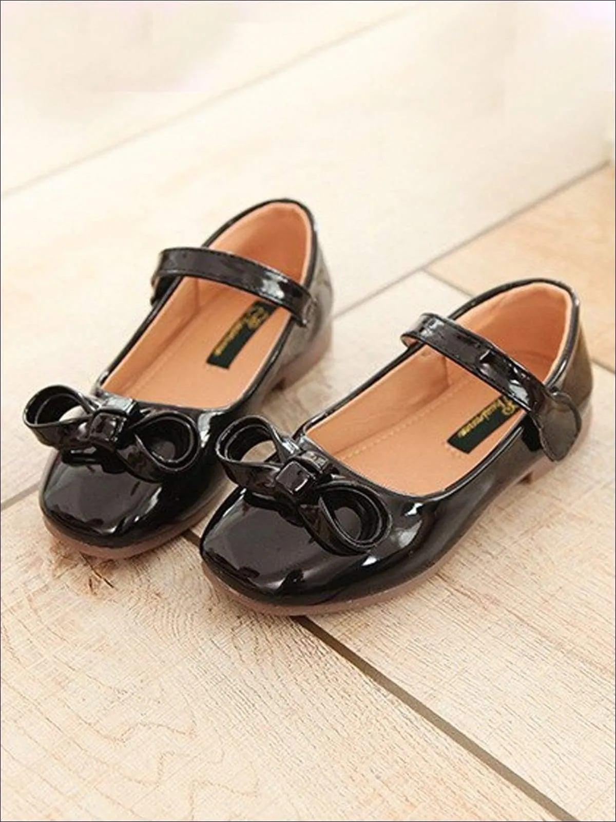 Girls Leather Flats with Bow (3 Color Options) By Liv and Mia