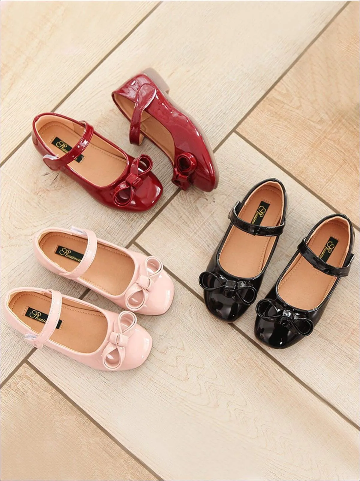 Girls Leather Flats with Bow (3 Color Options) By Liv and Mia