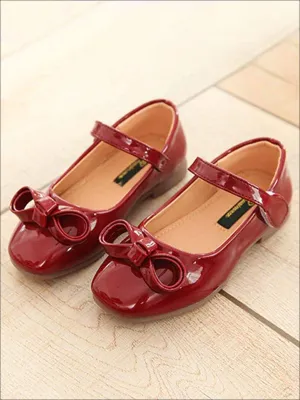 Girls Leather Flats with Bow (3 Color Options) By Liv and Mia