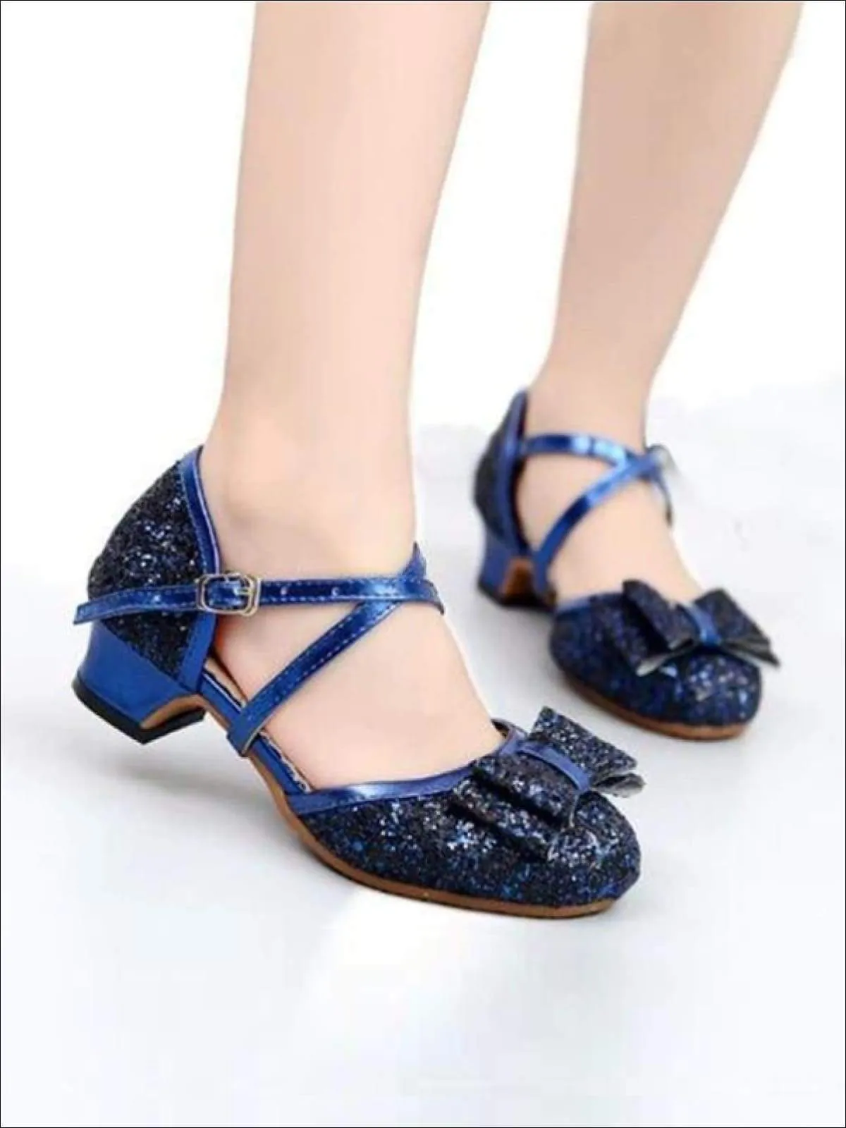 Girls Princess Glitter Strappy Bow Tie Special Occasion Shoes By Liv and Mia