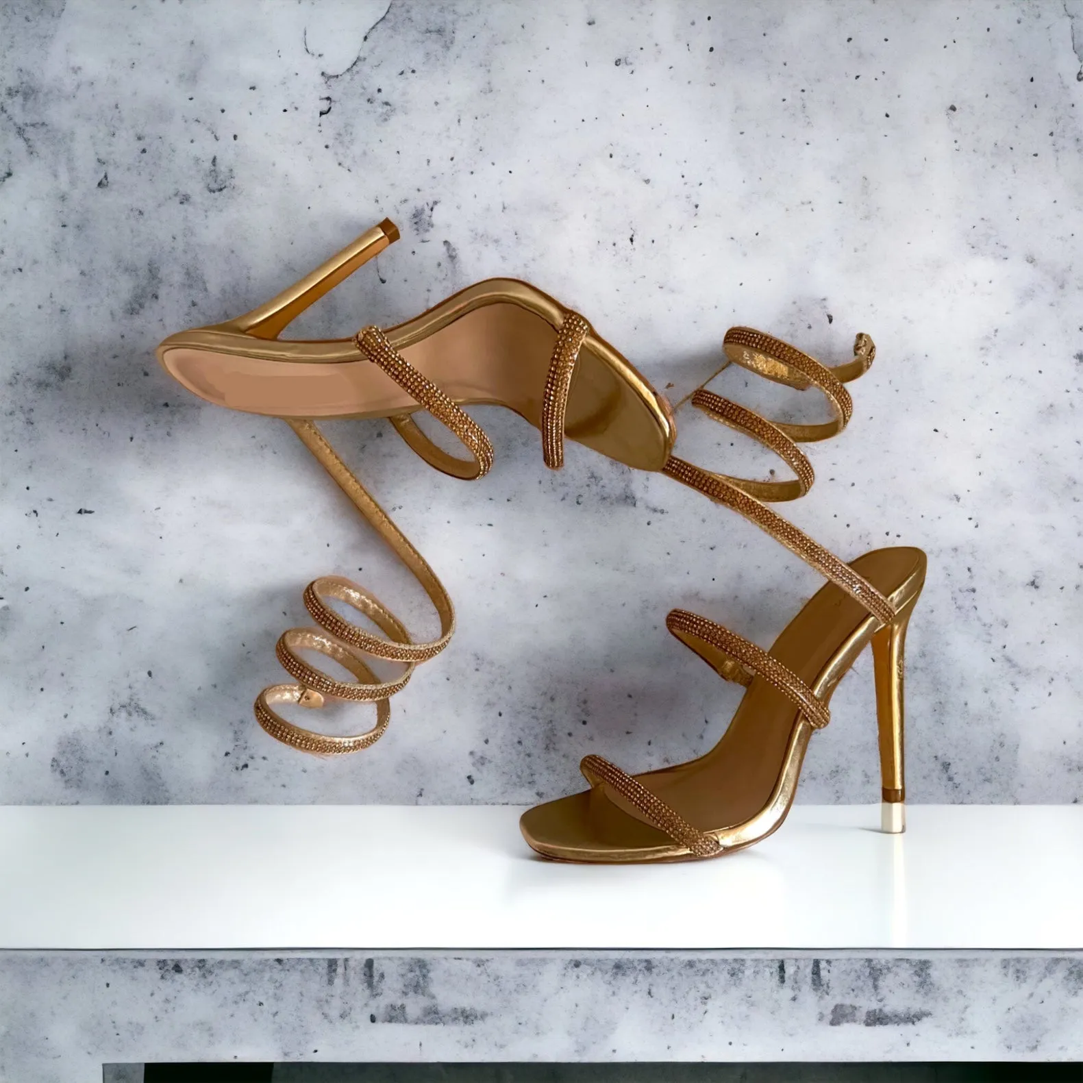 Glamour Girl Spiral Sparkle Heels (GOLD)