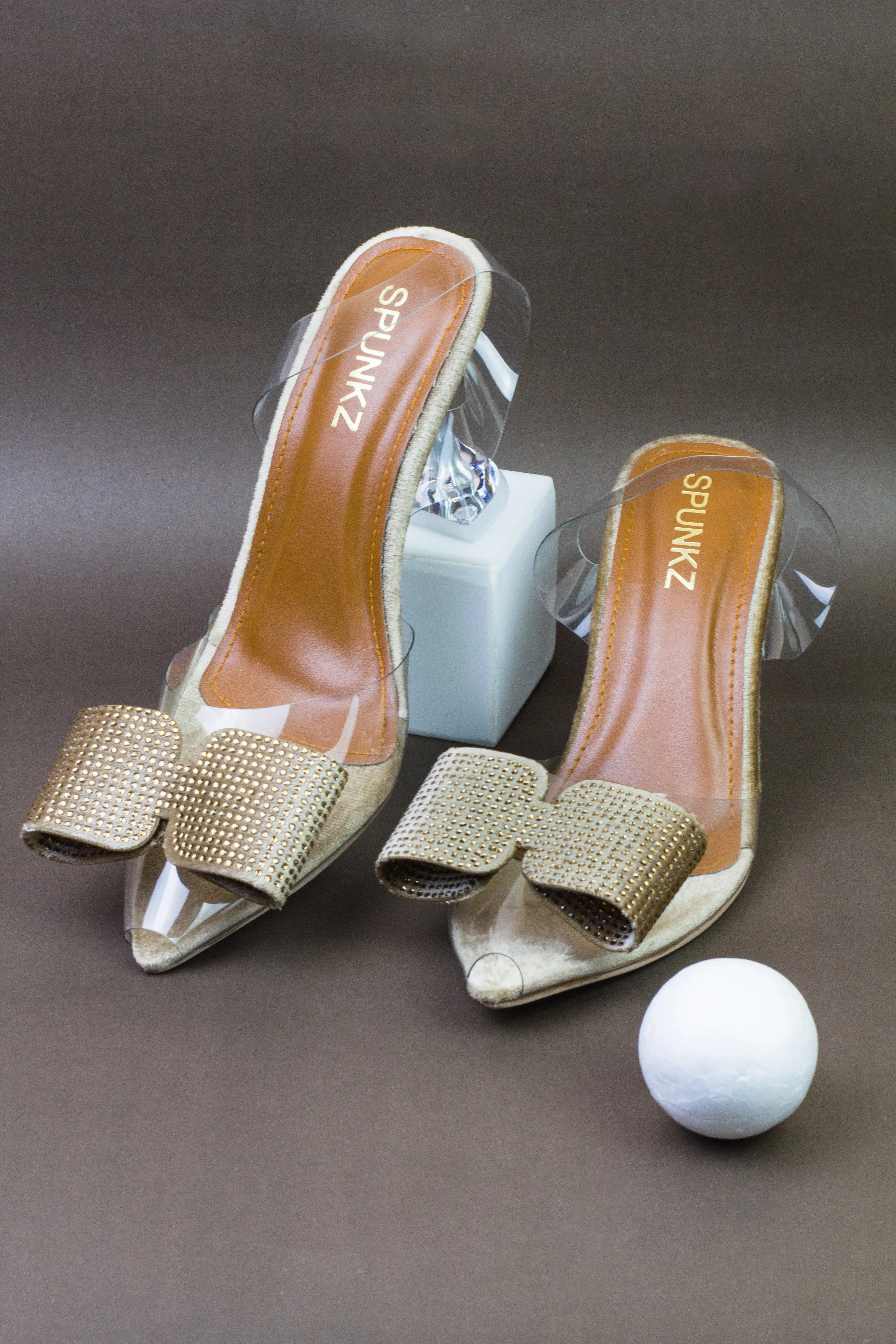 Golden Romeo Sparkly Beaded Bow Heels-11085