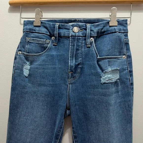 Good American Womens Good Legs ZebraPockets Skinny Jeans Blue Denim Blue Legs