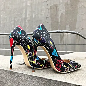 Graffiti Print Stiletto High Heels