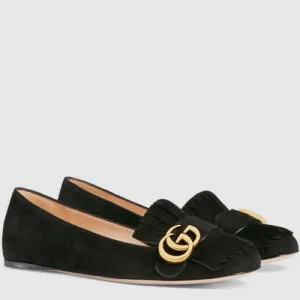 Gucci GG Marmont Suede Flats in Black