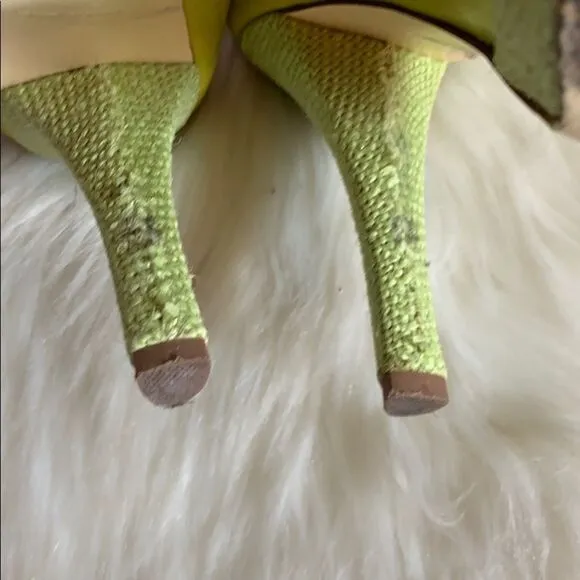 Hale Bob Green Flower  Platform Heels Size 6.5