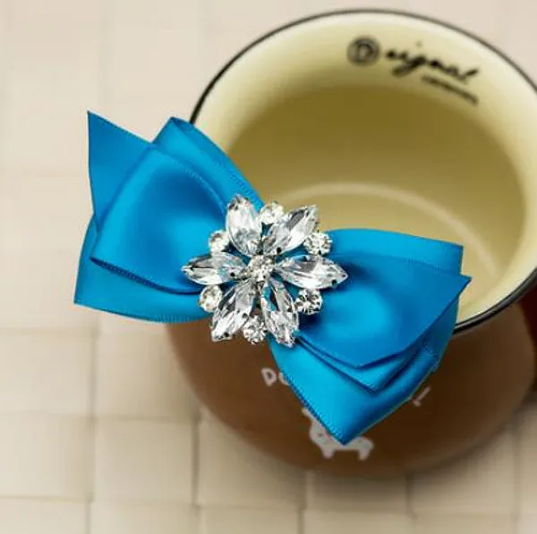 Hand Made Rhinestone Crystal Ribbon Bowtie