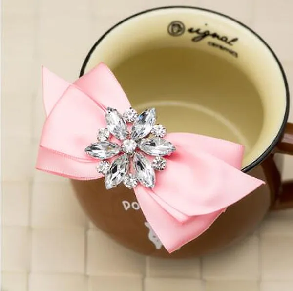 Hand Made Rhinestone Crystal Ribbon Bowtie