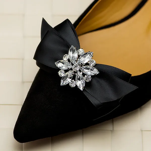 Hand Made Rhinestone Crystal Ribbon Bowtie