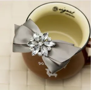 Hand Made Rhinestone Crystal Ribbon Bowtie