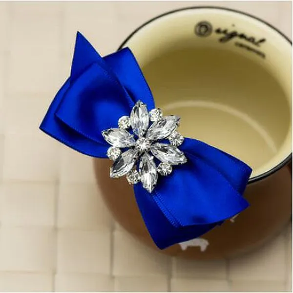 Hand Made Rhinestone Crystal Ribbon Bowtie