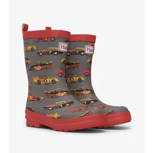 Hatley Classic Race Cars Matte Rain Boots - Steel Grey