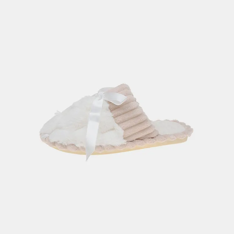 Hazel Blues® |  Bow Trim Contrast Slippers