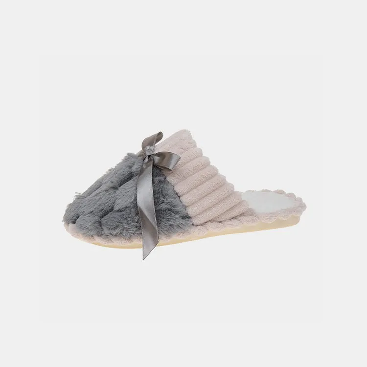 Hazel Blues® |  Bow Trim Contrast Slippers
