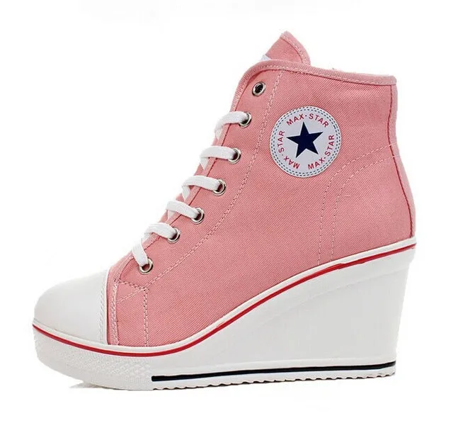 High Heel Top Canvas Shoes