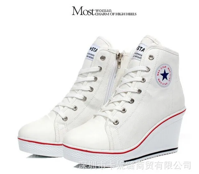 High Heel Top Canvas Shoes
