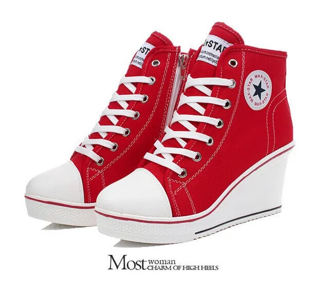 High Heel Top Canvas Shoes