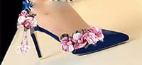 High Heels Lace Flower Pearl Formal Dress Shoes