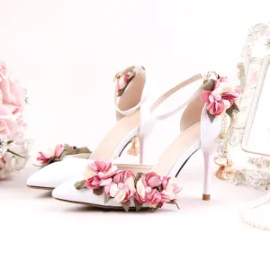 High Heels Lace Flower Pearl Formal Dress Shoes
