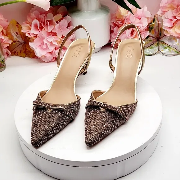 INC Womens Gelsey Rhinestone Slingback Heels