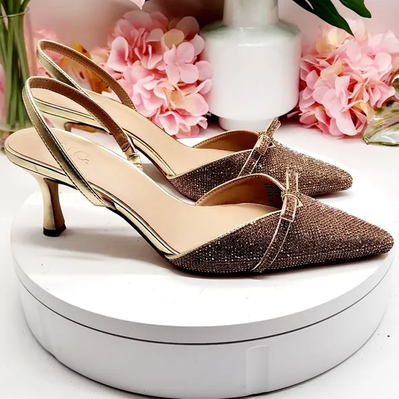INC Womens Gelsey Rhinestone Slingback Heels