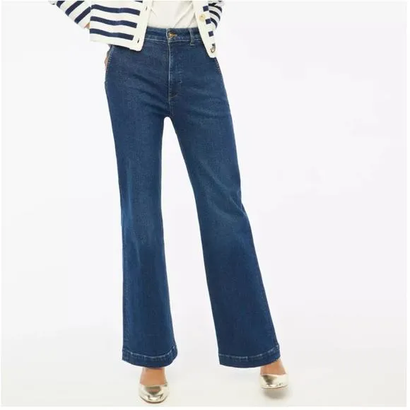 J. Crew Soft Denim High Rise Trouser Jean Signature Stretch Surf Shore Wash 28