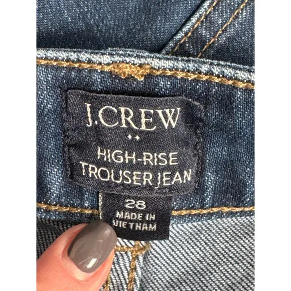 J. Crew Soft Denim High Rise Trouser Jean Signature Stretch Surf Shore Wash 28