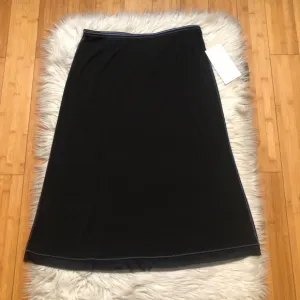 J Jill Matte Jersey Stretch Black Skirt Mesh Decorative Seamed size M NWT