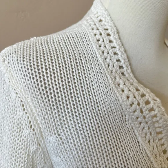 J MCLAUGHLIN OPEN FRONT CARDIGAN LINEN COTTON BLD LS BREATHABLE CLASSIC IVORY S