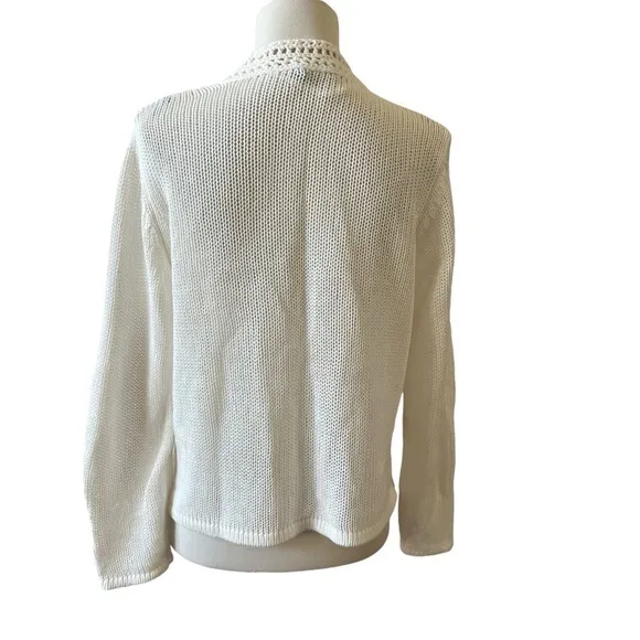 J MCLAUGHLIN OPEN FRONT CARDIGAN LINEN COTTON BLD LS BREATHABLE CLASSIC IVORY S