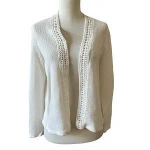 J MCLAUGHLIN OPEN FRONT CARDIGAN LINEN COTTON BLD LS BREATHABLE CLASSIC IVORY S