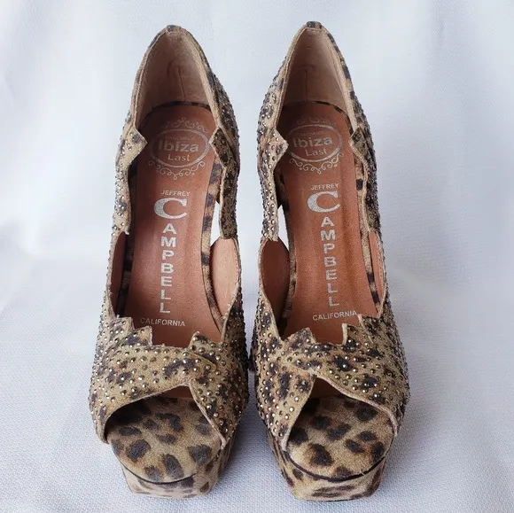 ⤵️Jeffrey Campbell Handmade Ibiza Last studded animal fur like heels *Size 6