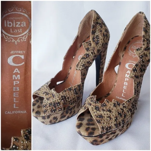 ⤵️Jeffrey Campbell Handmade Ibiza Last studded animal fur like heels *Size 6