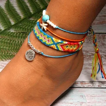 Jewellery - Handmade 4 Piece Bohemian Chic Summer Anklet Set - New